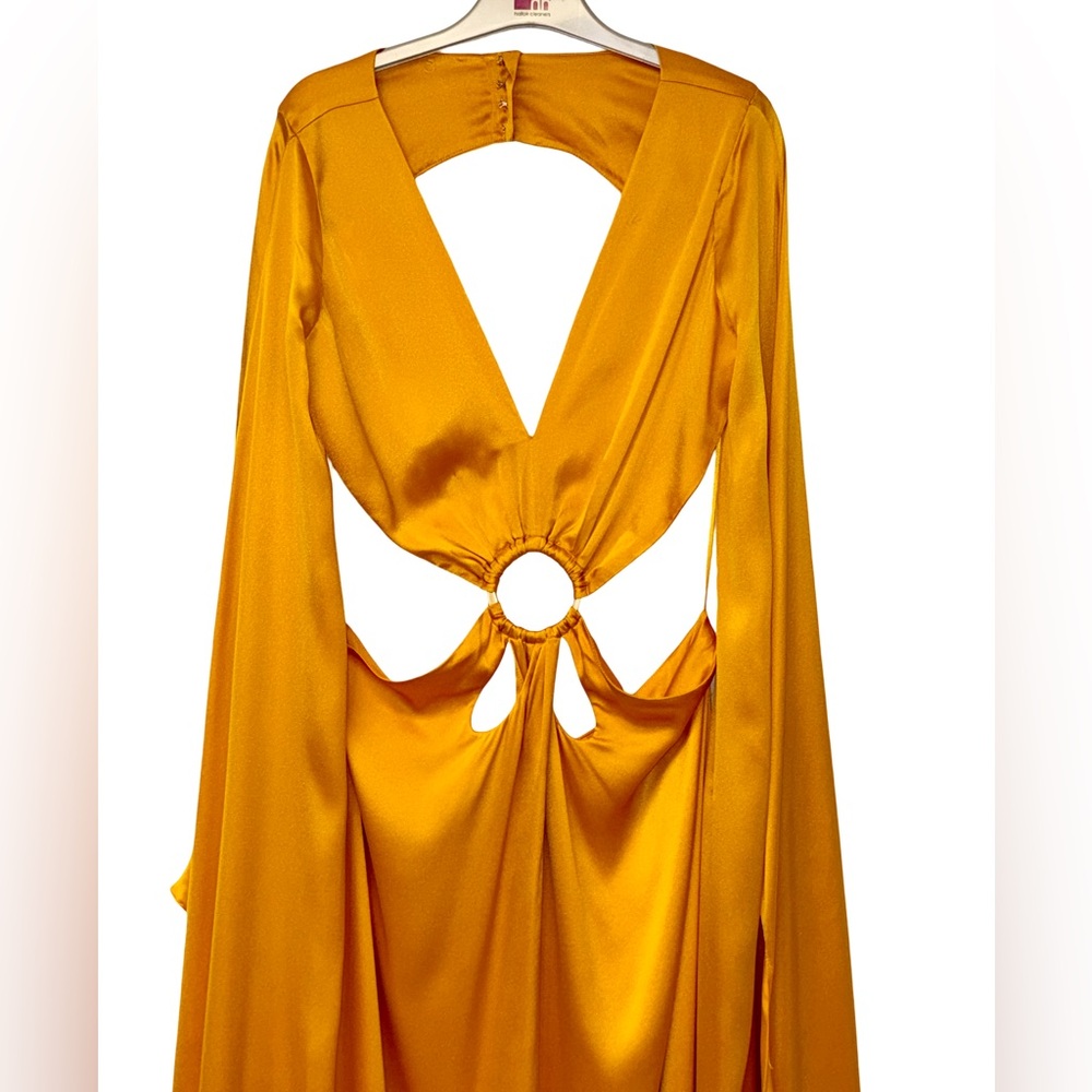CULT GAIA JASMIN GOWN IN MARIGOLD AIR SATIN - Picture 5 of 11